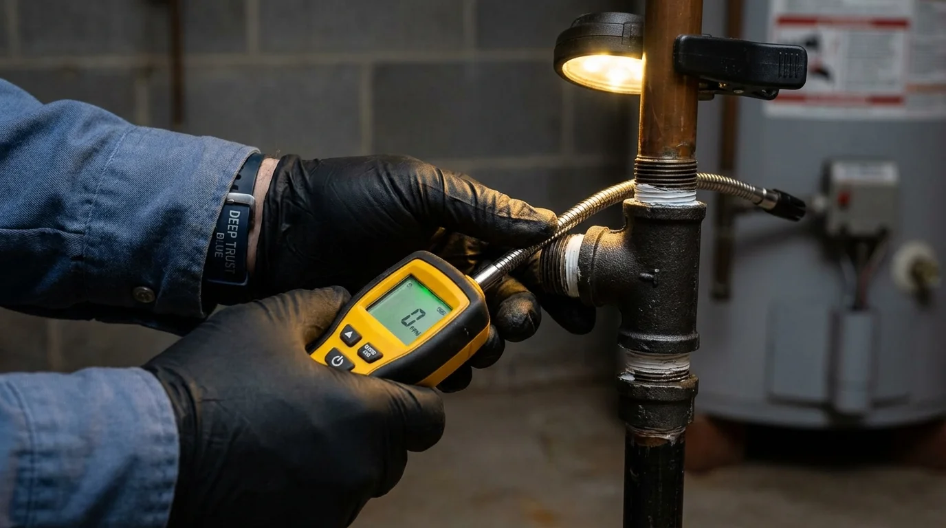 Gas leak detection with electronic sniffer by Johns Plumbing LLC in Alabaster