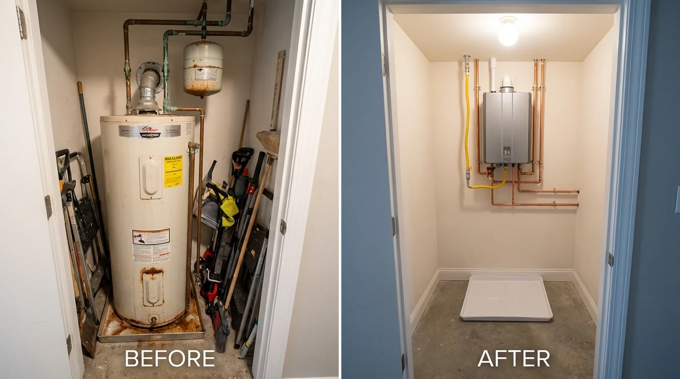 Tank water heater versus wall-mounted tankless unit comparison for Alabaster, AL homeowners